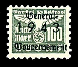 Nazi Party Dues 1943 "Generalgouvernment" Stamp 100 Marks